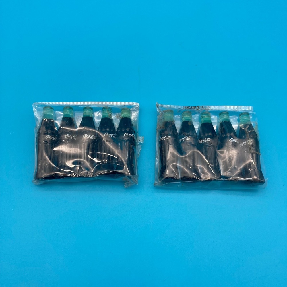 Vintage Miniature Coca-Cola Bottle 5-Packs - Collectible Novelty Coke Set of 2